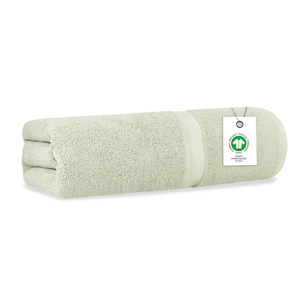 Delara Green Tint Solid 100% Organic Cotton Luxuriously Plush Bath Sheet (Set of 1)