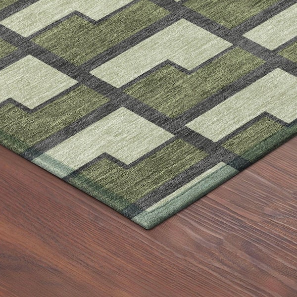 Chantille Machine Washable Indoor/Outdoor Abstract ACN2416 Olive 10 ft. x 14 ft. Area Rug