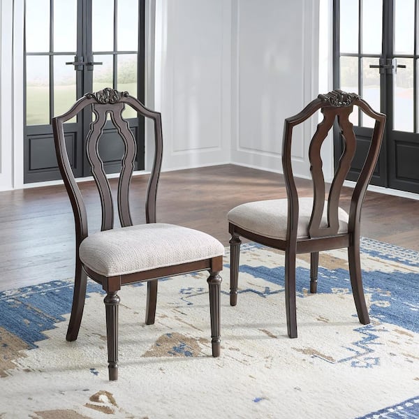 Signature DESIGN BY ASHLEY Lavinton Cherry Brown Polyester with Cushion and Solid Wood Frame Side Chair Set of 2
