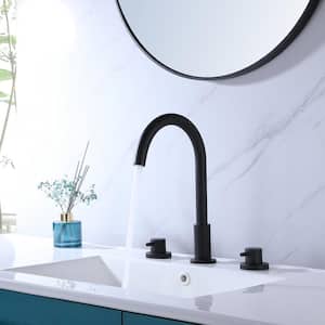 8 in. Widespread Double Handles Bathroom Faucet in Matte Black