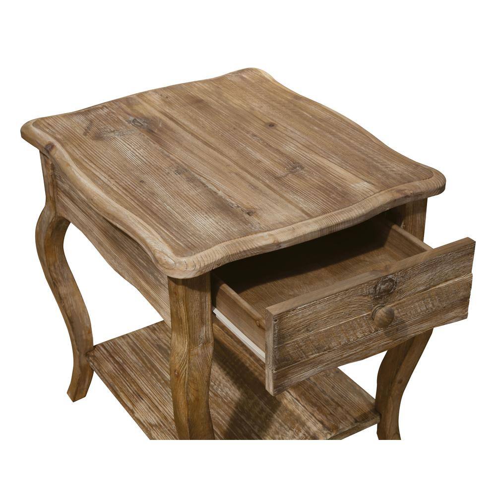 Rustic Driftwood Reclaimed Wood End Table with Storage