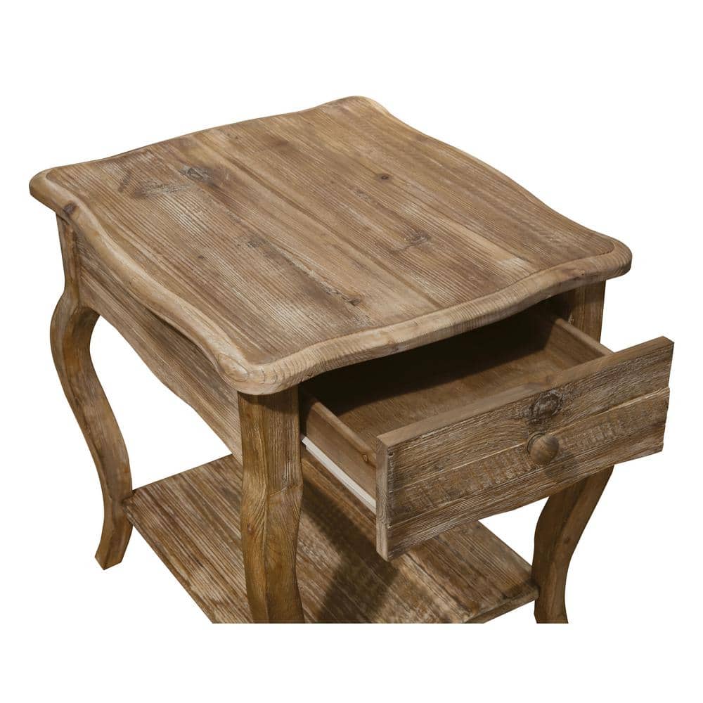 Rustic Driftwood Reclaimed Wood End Table with Storage