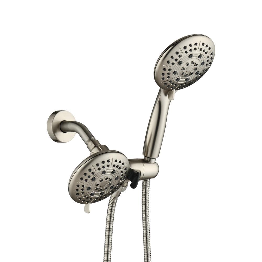 6-Spray Patterns 4.5 in. Wall Mount Dual Shower Heads and Handheld Shower H