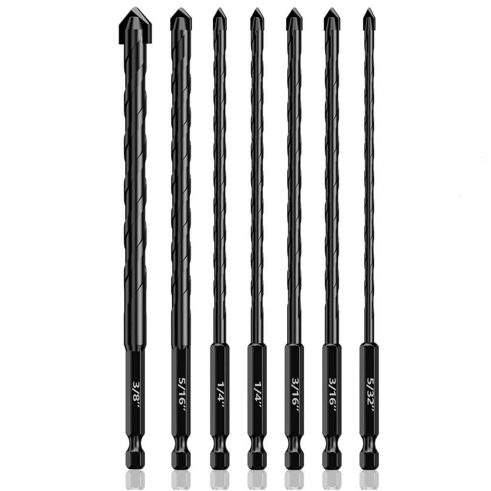 7 Pcs 5/32-3/8 Extension Masonry Drill Bit Set, Concrete Drill Bit for