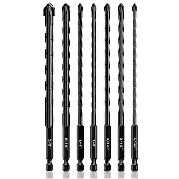 Angel Sar 7 Pcs 5/32"-3/8" Extension Masonry Drill Bit Set, Concrete Drill Bit for Glass Brick Plastic Cement Tile