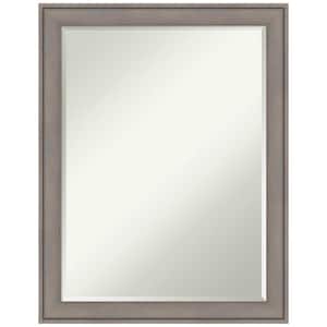 Greywash 21.5 in. x 27.5 in. Petite Bevel Farmhouse Rectangle Wood Framed Wall Mirror in Gray