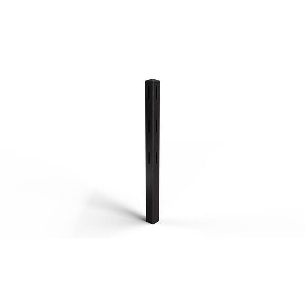 Natures Composites Composite 2-Rail Corner Post with Post Cap for Traditional Ranch Rail System (5 in. x 5 in. x 50 in. L) Raven (Black)