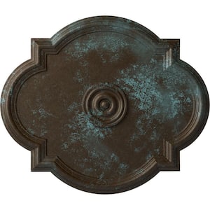 1-1/8 in. x 24 in. x 20-1/2 in. Polyurethane Waltz Ceiling Medallion, Bronze Blue Patina