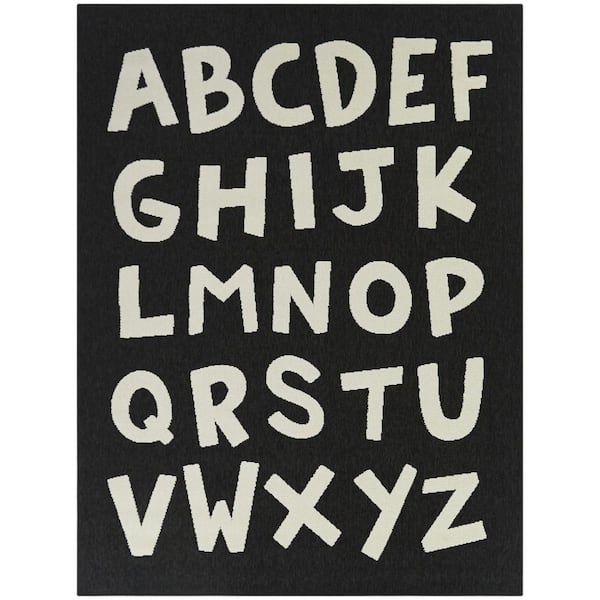 BALTA Beta Charcoal 4 ft. 4 in. x 6 ft. Letters Indoor/Outdoor Area Rug