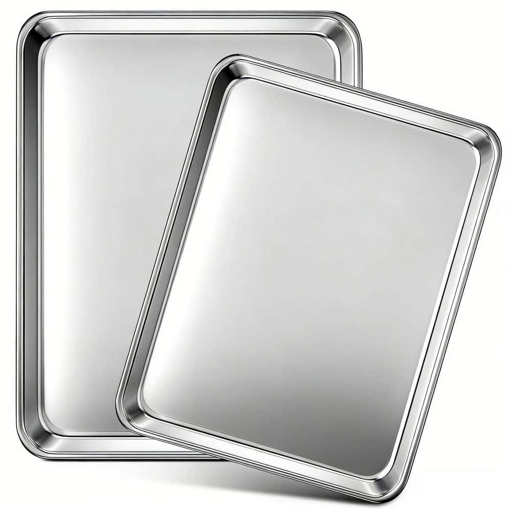 Wudkey 2-Piece Baking Sheets, Commercial Grade Stainless Steel Cookie Sheets for Baking, Thicker and Firmer Baking Pans Set UO3V26_3