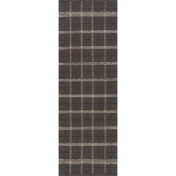 Nate Berkus x Rugs Downing Plaid Wool Cozy Black 3 ft. x 8 ft. Indoor Runner Rug