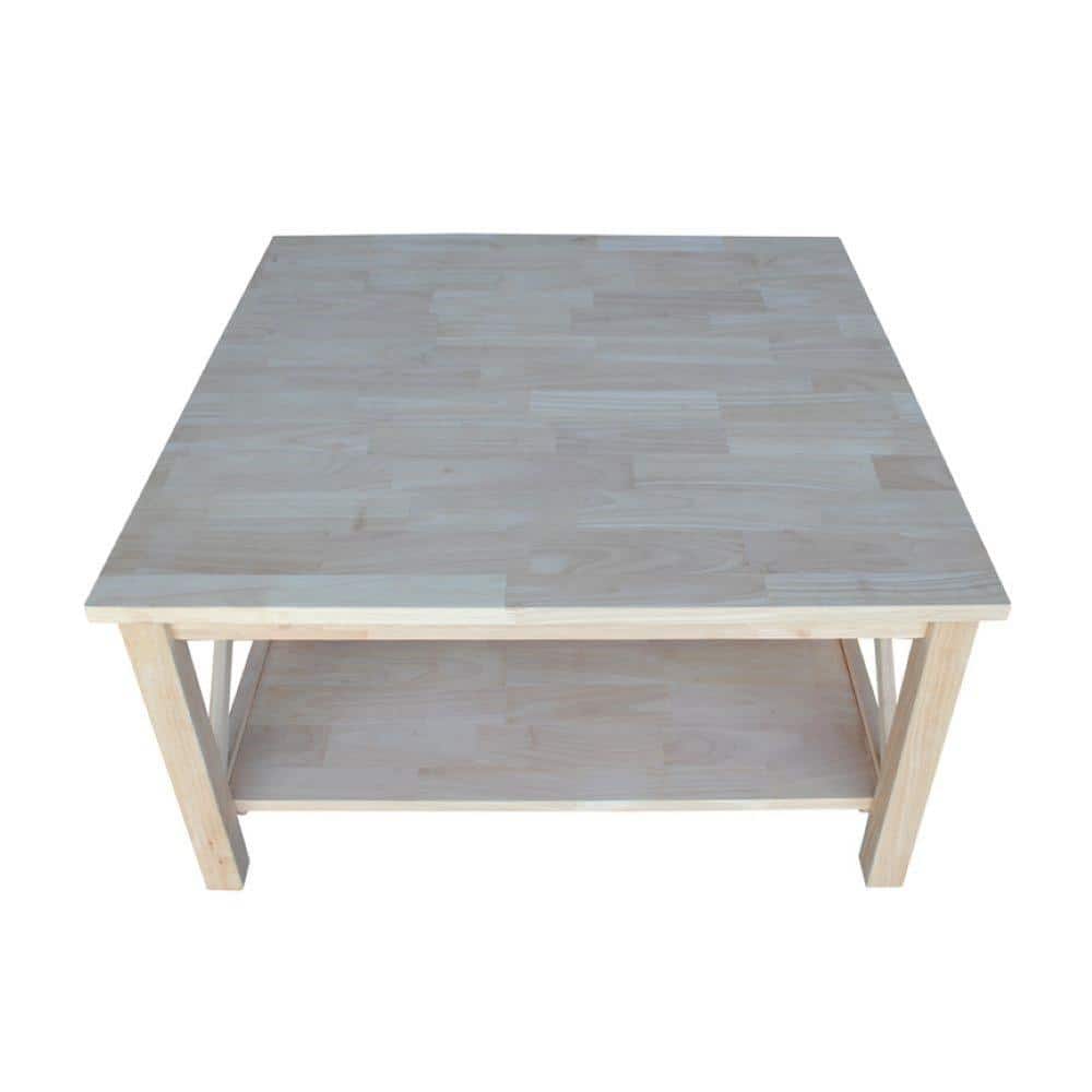 Hampton 41" Natural Wood Square Coffee Table with Storage