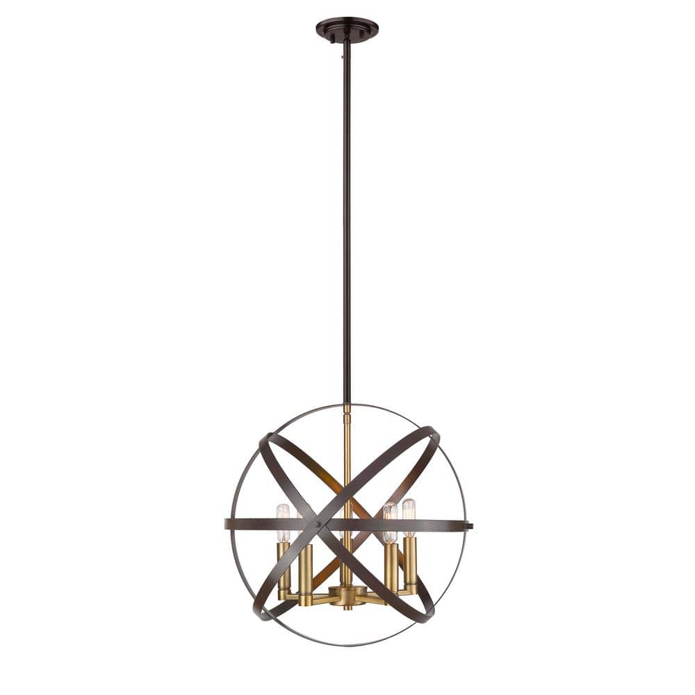 5-Light Hammered Bronze Plus Olde Brass Candlestick Pendant