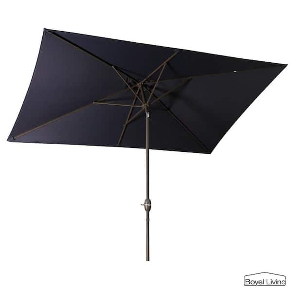 Boyel Living 10 ft. x 6.5 ft. Rectangular Market Umbrella (Navy Blue)