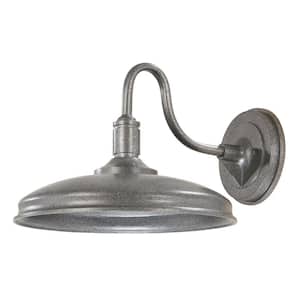 Harbison 1-Light Textured Silver Outdoor Integrated LED Wall Mount Barn Light Sconce Lantern