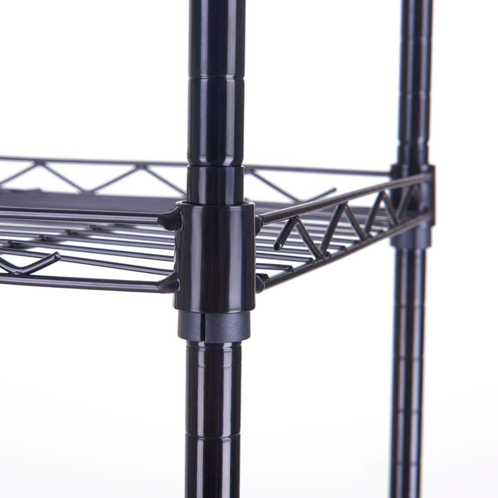 Adjustable Black 4-Tier Wire Shelving Unit