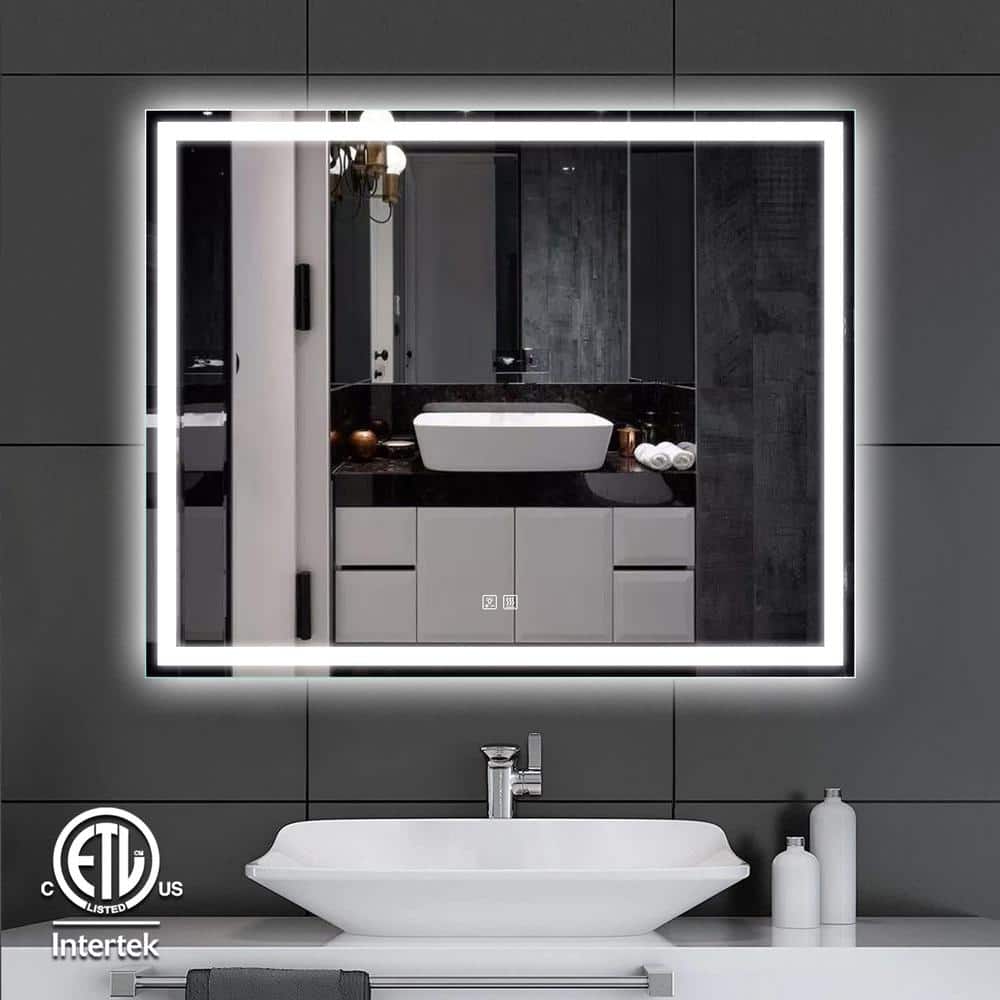 Large Frameless Vanity Mirror With Lights and Mirror Desk 32 X 27
