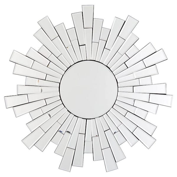 Benjara 1.25 in. W x 32 in. H Glass Frame Clear Wall Mirror