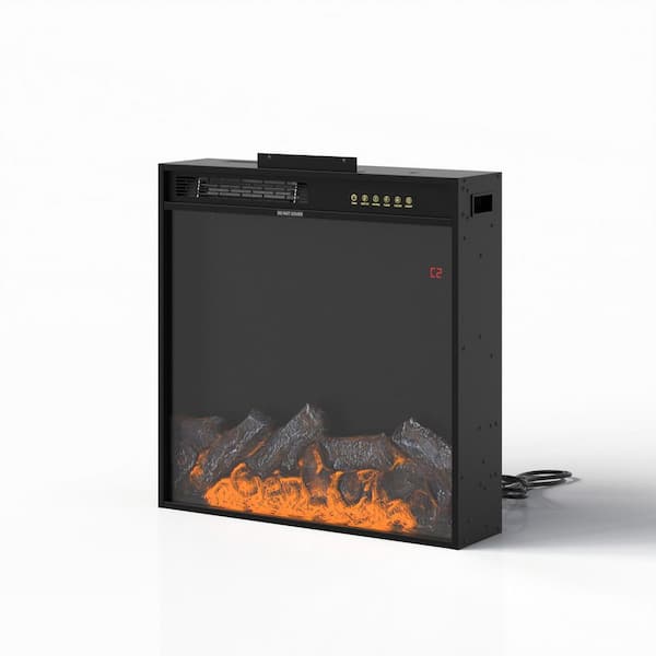 23.6 in. Recessed Electric Fireplace Insert with 12-Color Flame, 3-Level Heating, Remote Control in Black