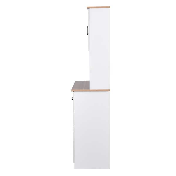 15.75 in. D × 23.62 in. W × 66.90 in. H Wood Kitchen Pantry Storage Cabinet with Doors, Drawer, Ready to Assemble, White