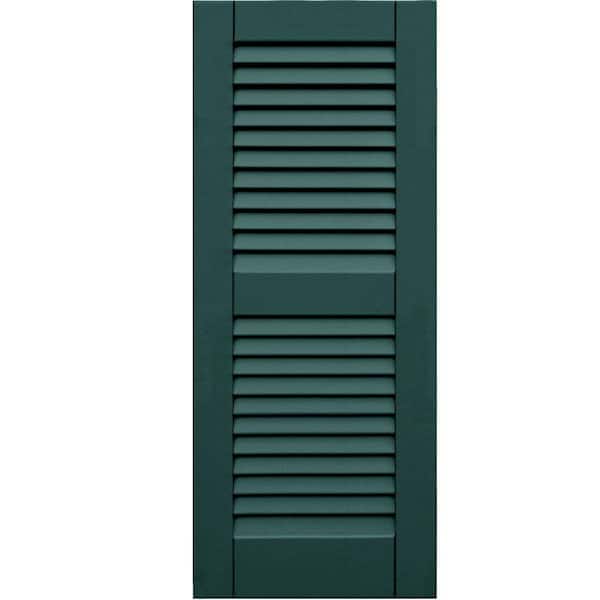 Winworks Wood Composite 15 in. x 37 in. Louvered Shutters Pair #633 Forest Green