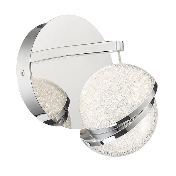 George Kovacs Silver Slice 4.5 in. Chrome LED Sconce with Crystal Shade