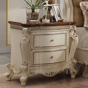 Picardy 2-Drawer Antique Pearl & Cherry Oak Nightstand 31 X 31 X 21