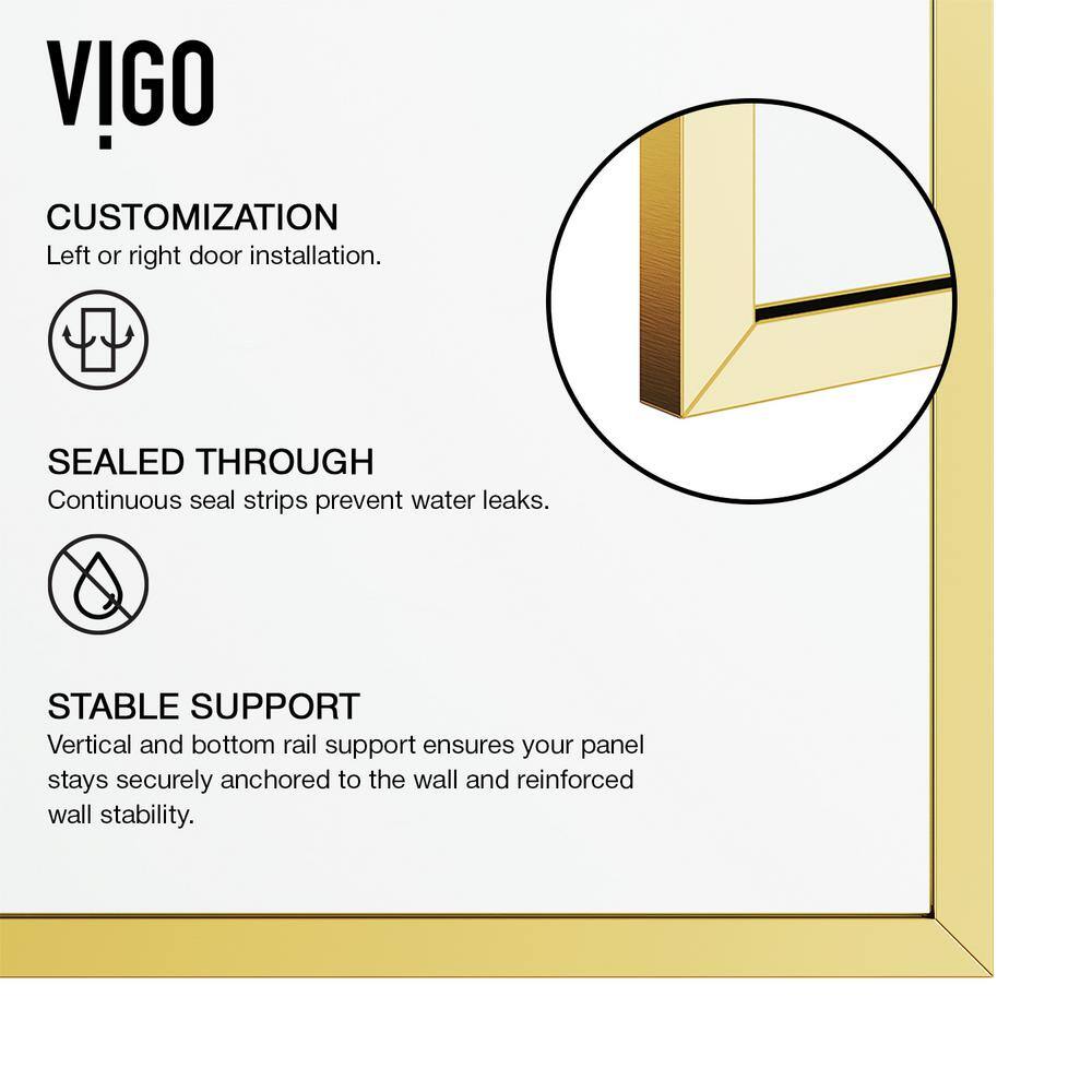 Zenith 34" W x 74" H Frameless Shower Screen with Matte Gold Hardware
