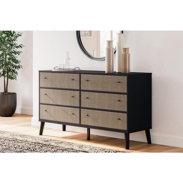 Signature DESIGN BY ASHLEY Charlang Black/Brown 6 Drawer 59 in. Dresser