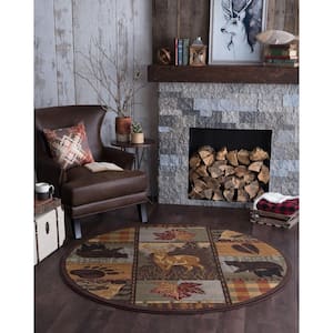 Nature Lodge Multi-Color 6 ft. Round Indoor Area Rug