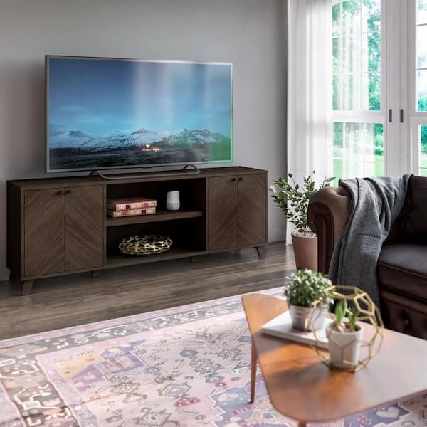 Twin Star Home Stromburg Oak TV Stand Fits TVs up to 80 in.