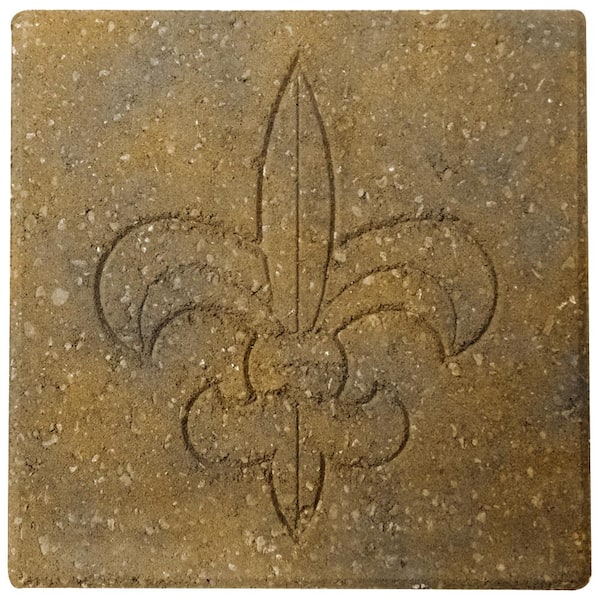 Pavestone Fleur De Lis 12 in. x 12 in. x 1.57 in. Antique Buff Concrete Step Stone (168-Pieces/168 sq. ft. /Pallet)