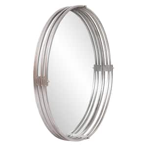 Medium Round Silver Beveled Glass Contemporary Mirror (36 in. H x 36 in. W)