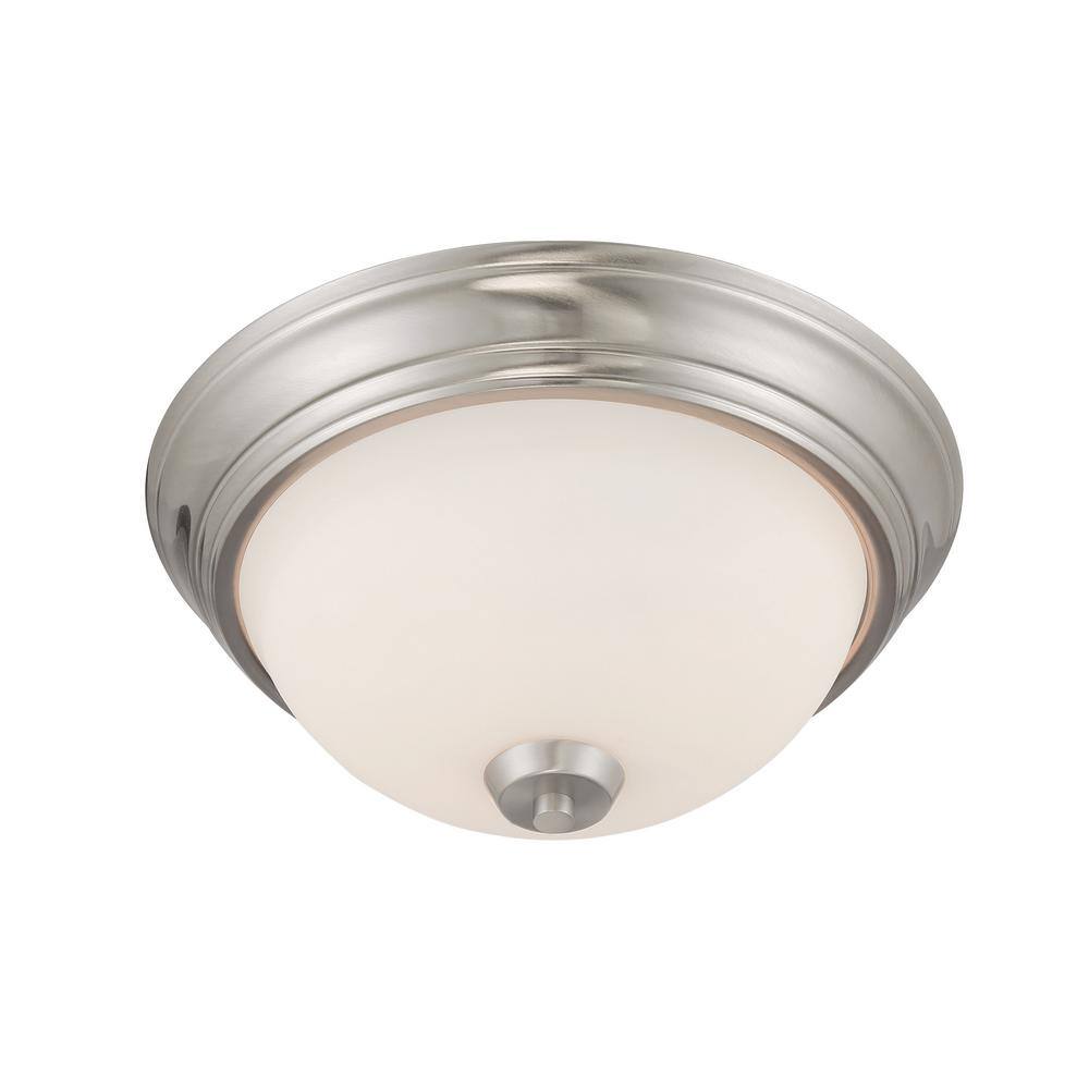 Brushed Nickel Etched Glass 13" Indoor/Outdoor Flush Mount Light
