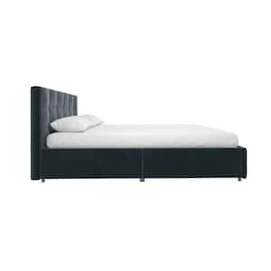 Ryan Blue Velvet Full Upholstered Bed with Storage