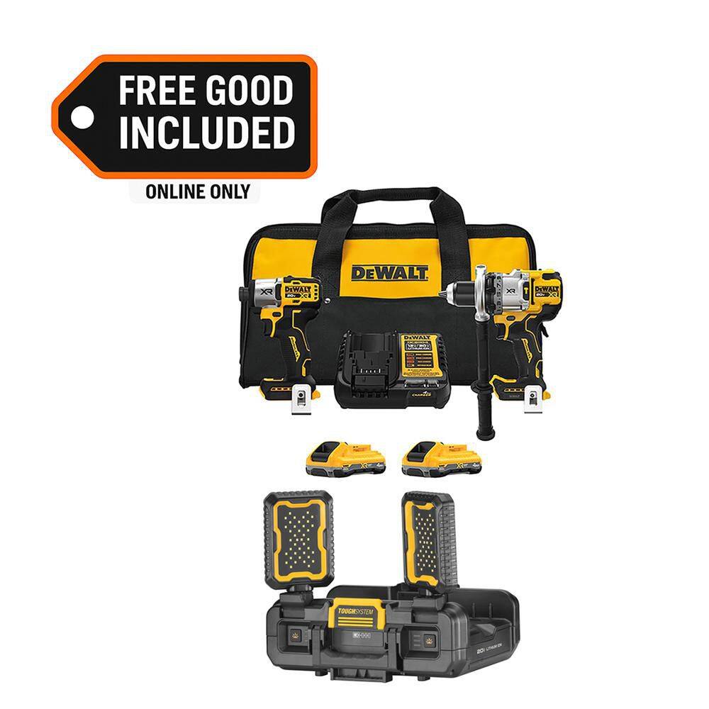 20-Volt MAX Lithium-Ion Cordless 2-Tool Combo Kit and LED Adjustable Work Light w/ (2) 4 Ah Batteries Charger & Kit Bag price history on PriceWatchPro