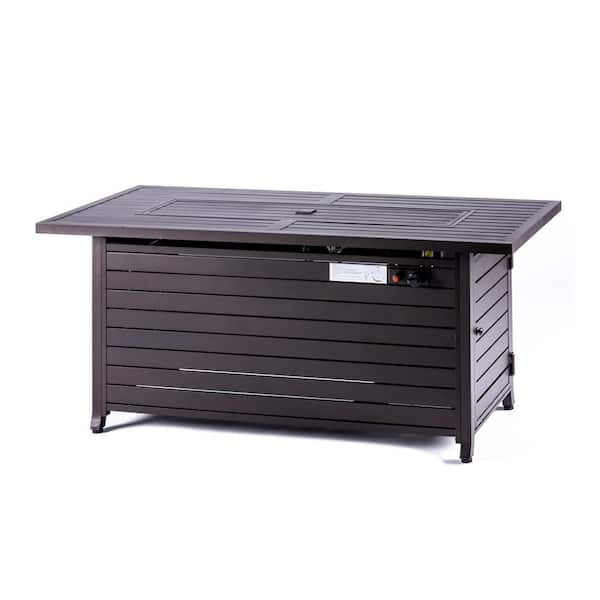 Legacy Heating 56 in. x 21 in. Rectangular Fire Table with Glass Wind Guard, Cover and Table Lid in Bronze