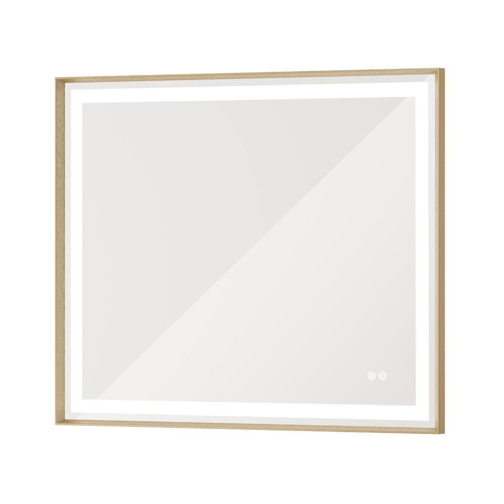 40 in. W x 32 in. H Rectangular Framed LED Anti-Fog Wall Bathroom Vanity Mirror in Gold with Backlit and Frontlit price history on PriceWatchPro