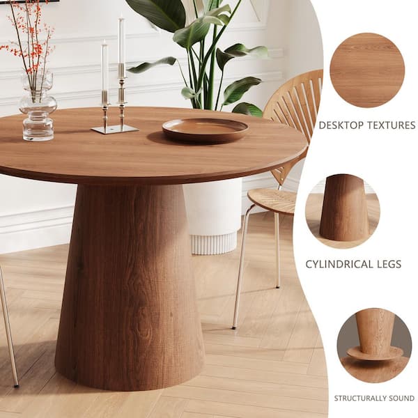 maocao hoom 43 in. Wooden Circular Dining Table, Modern