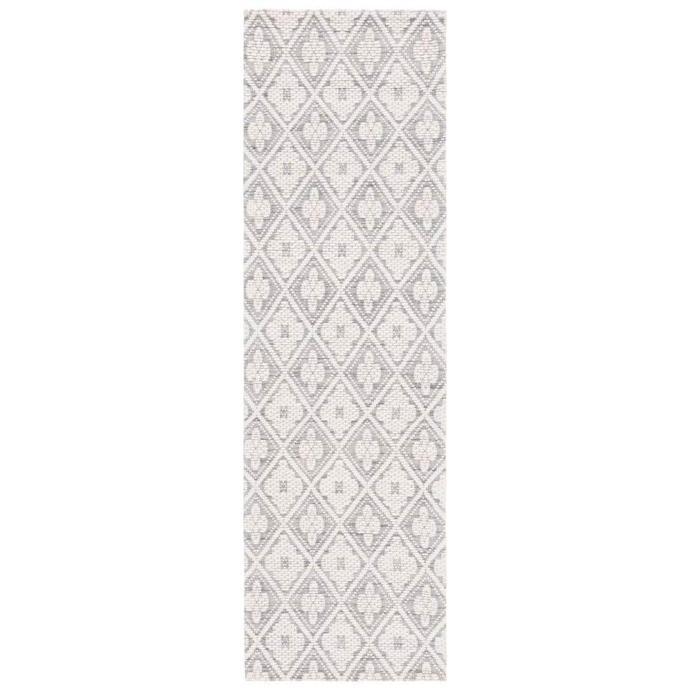 SAFAVIEH Marbella Collection Grey Ivory 2 ft. x 8 ft. Trellis Plaid