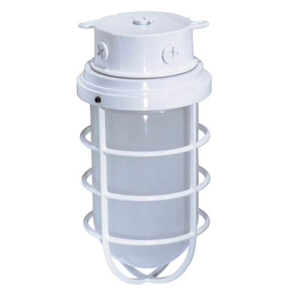 SATCO:Satco 1-Light White Outdoor Hardwired Wall Lantern Sconce with No Bulbs Included