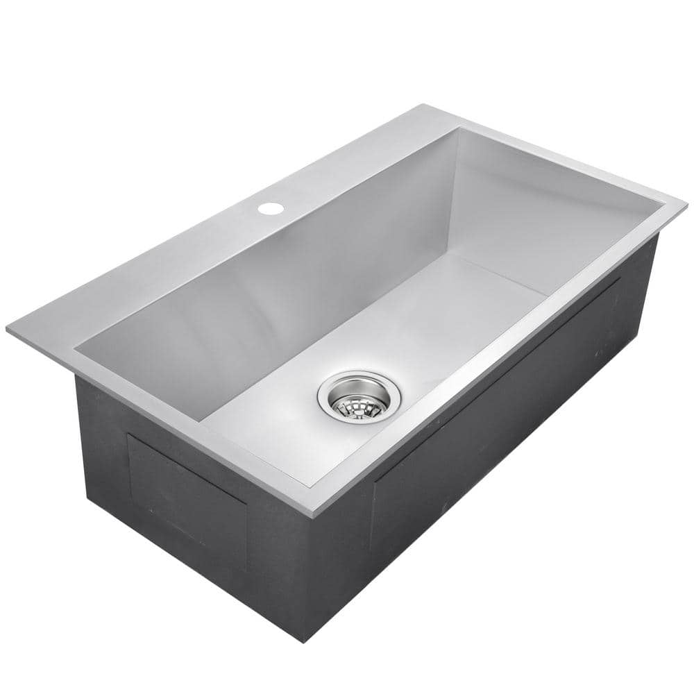 30" Brushed Stainless Steel Single Bowl Kitchen Sink with Chrome Faucet