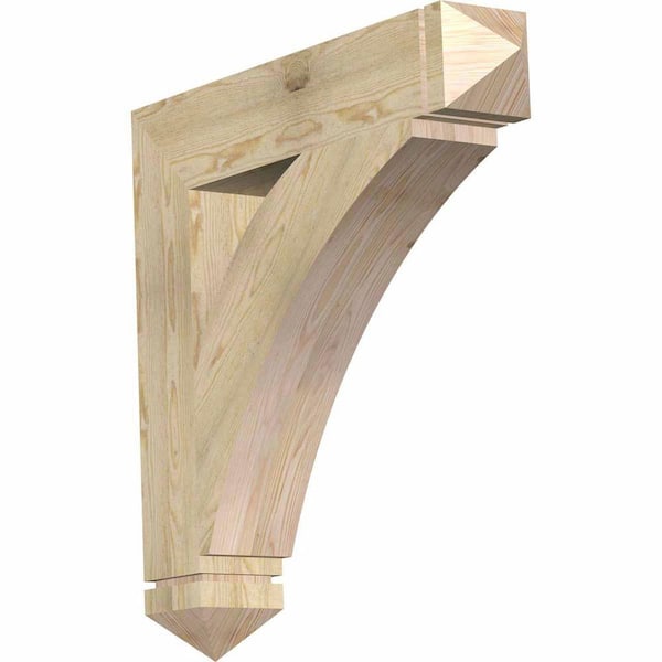 Ekena Millwork 6 in. x 34 in. x 34 in. Douglas Fir Thorton Arts and Crafts Rough Sawn Bracket