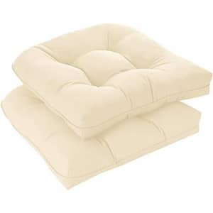 Outdoor Chair Cushions, Waterproof Tufted Overstuffed U-Shaped Memory Foam Seat Cushions, Throw Pillow