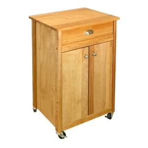 Promo Birch Natural Wood Kitchen Cart with Storage