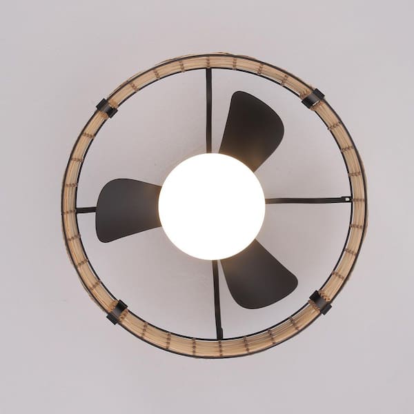 hsys♡ Genoci 20 in. Bamboo Rattan Boho Caged Ceiling Fan with RGB