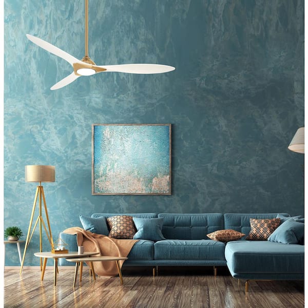 Sleek 60 in. LED Indoor Soft Brass Smart Ceiling Fan with Remote Control