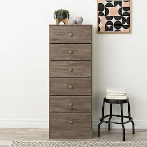 Astrid Drifted Gray Finish 6-Drawer Tall Chest of Drawers (52 in H. x 20 in W. x 16 in D.)