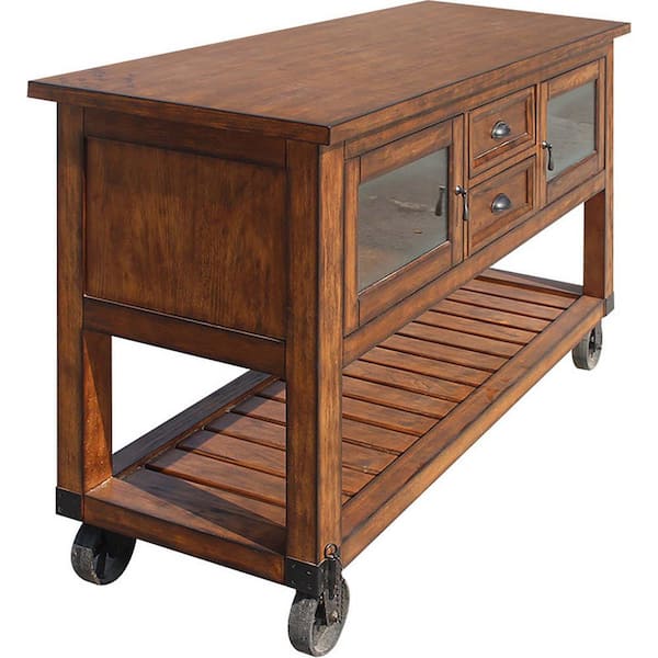 Whatseaso Classical Wooden Kitchen Cart in Brown