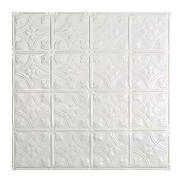 Great Lakes Tin Hamilton 2 ft. x 2 ft. Nail Up Metal Ceiling Tile in Gloss White (Case of 5)